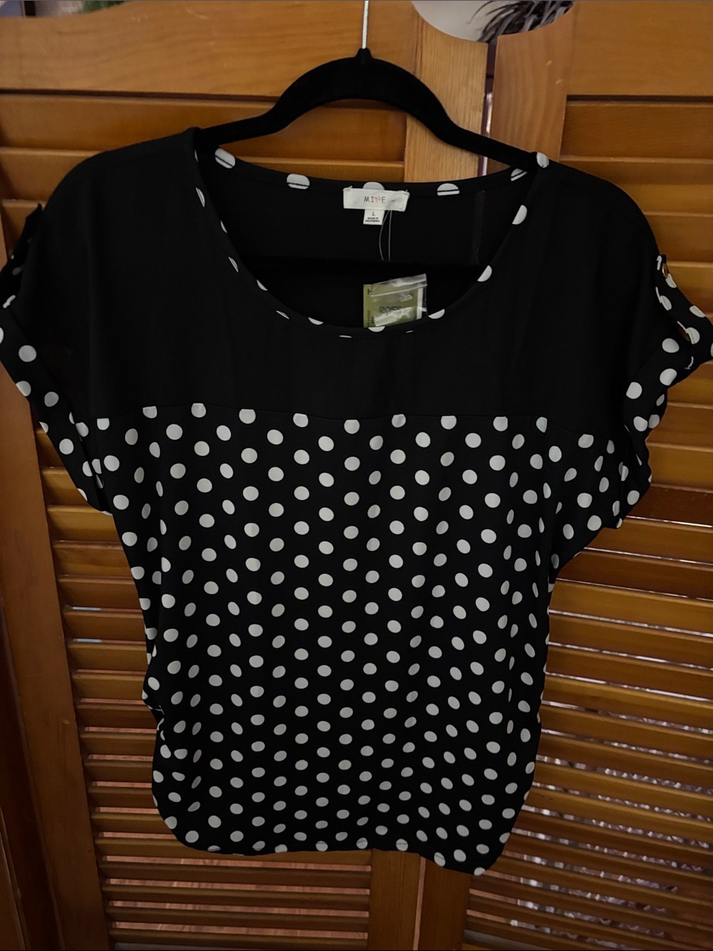 mine Black Polka Dot Short Sleeve Blouse